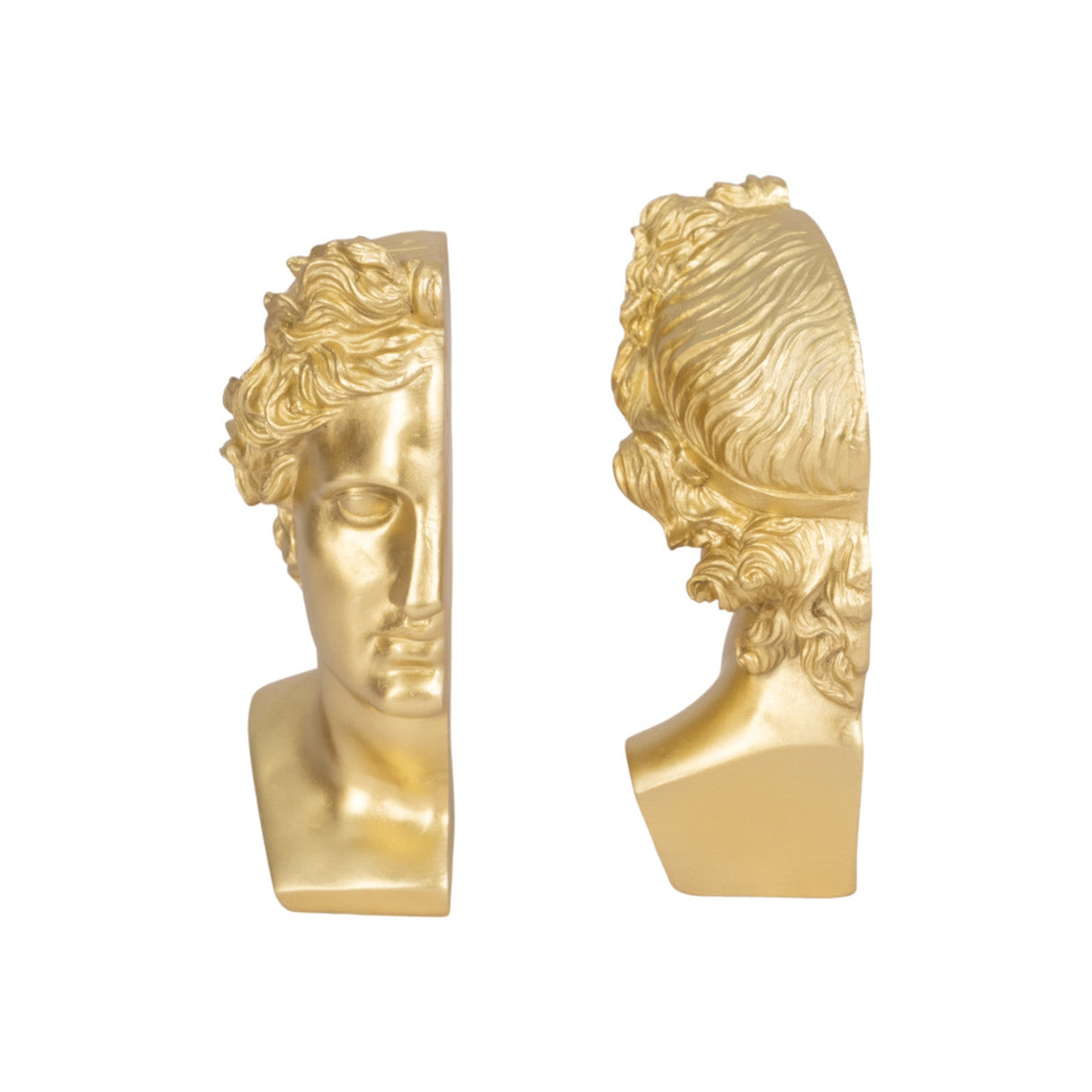 S/2 Resin, 9" Greek Goddess Bookends, Gold