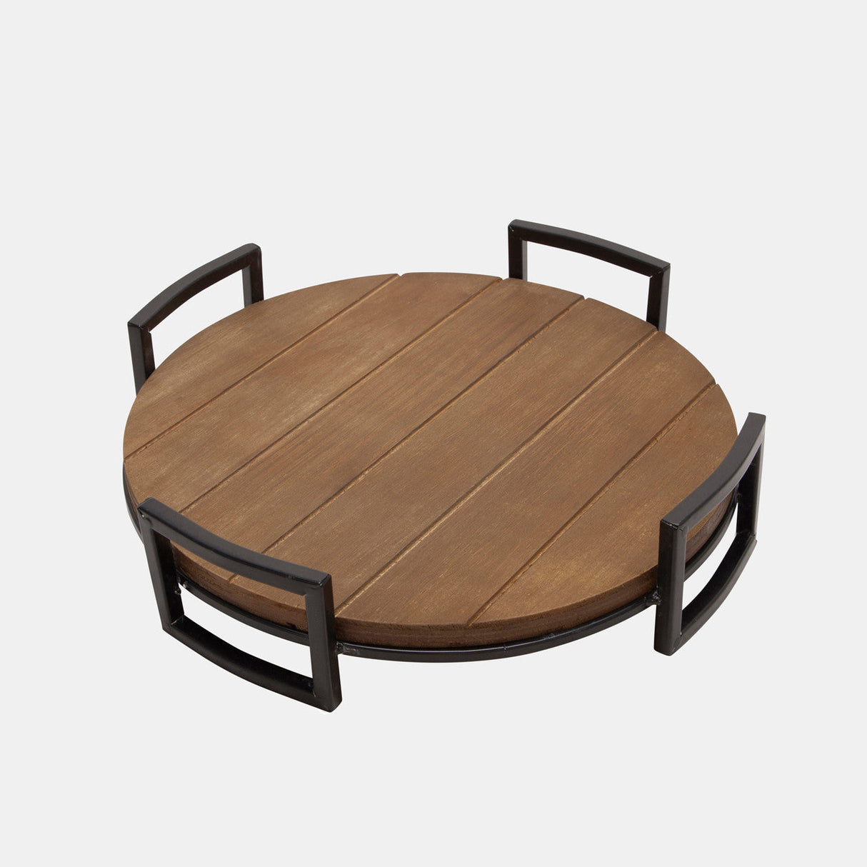 S/2 Round Wood Trays, Brown