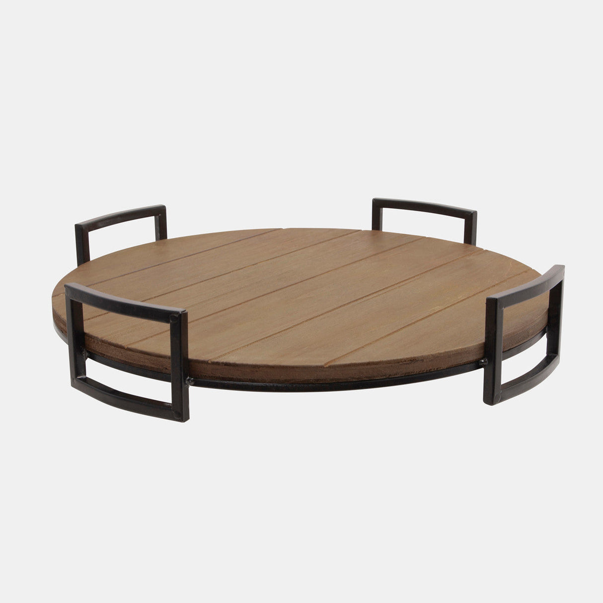 S/2 Round Wood Trays, Brown