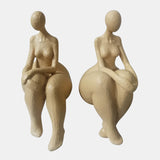 S/2 Sitting Ladies Bookends, Tan