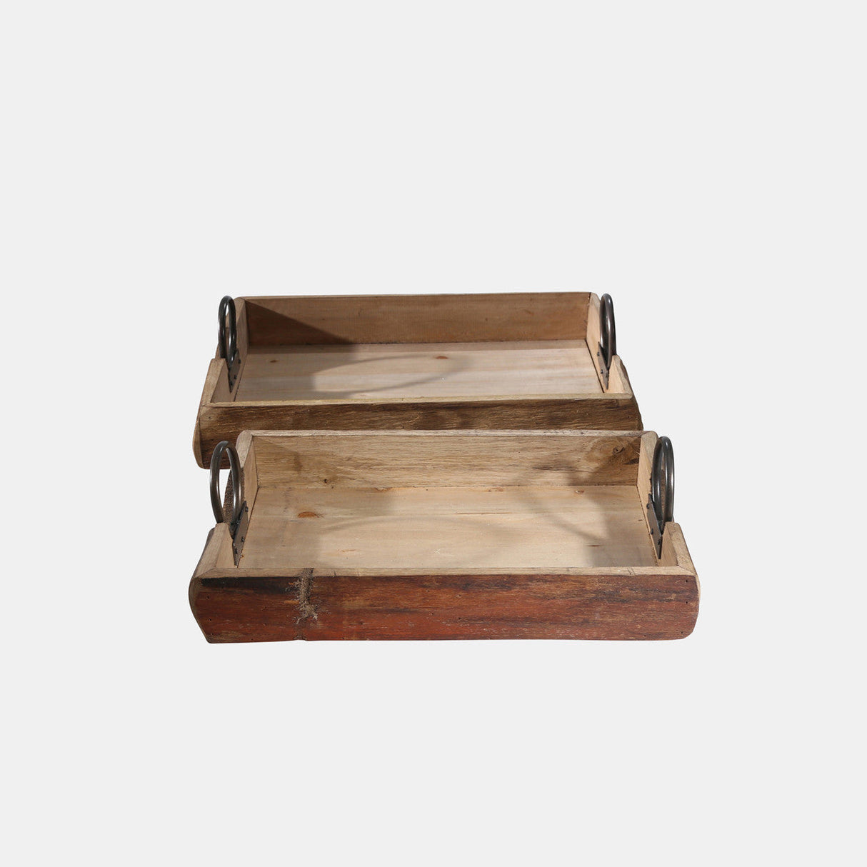 S/2 Wood Trays 19x13x5", Brown