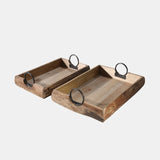 S/2 Wood Trays 19x13x5", Brown