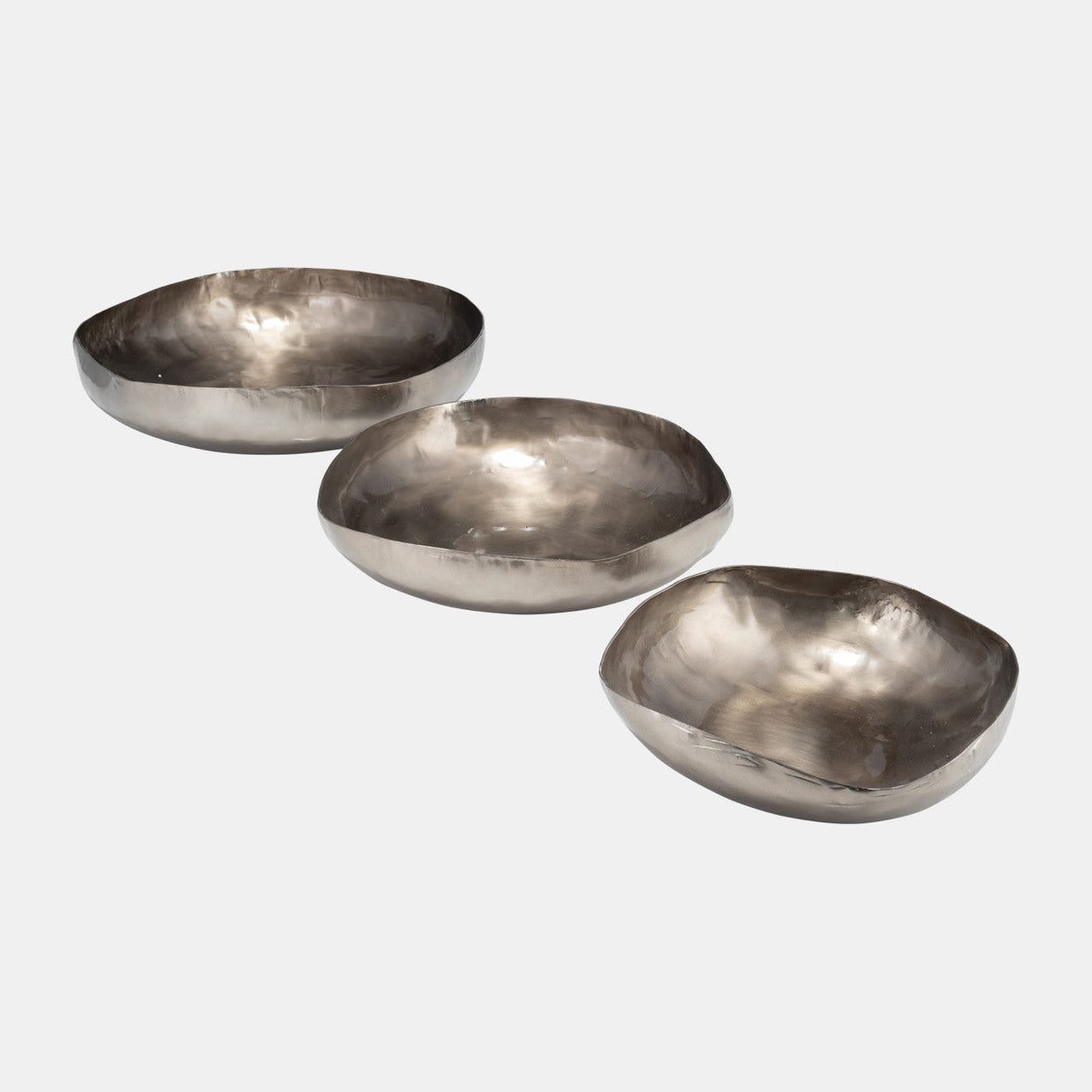 S/3 11/14/17"d Metal, Organic Shaped Bowls, Bronze