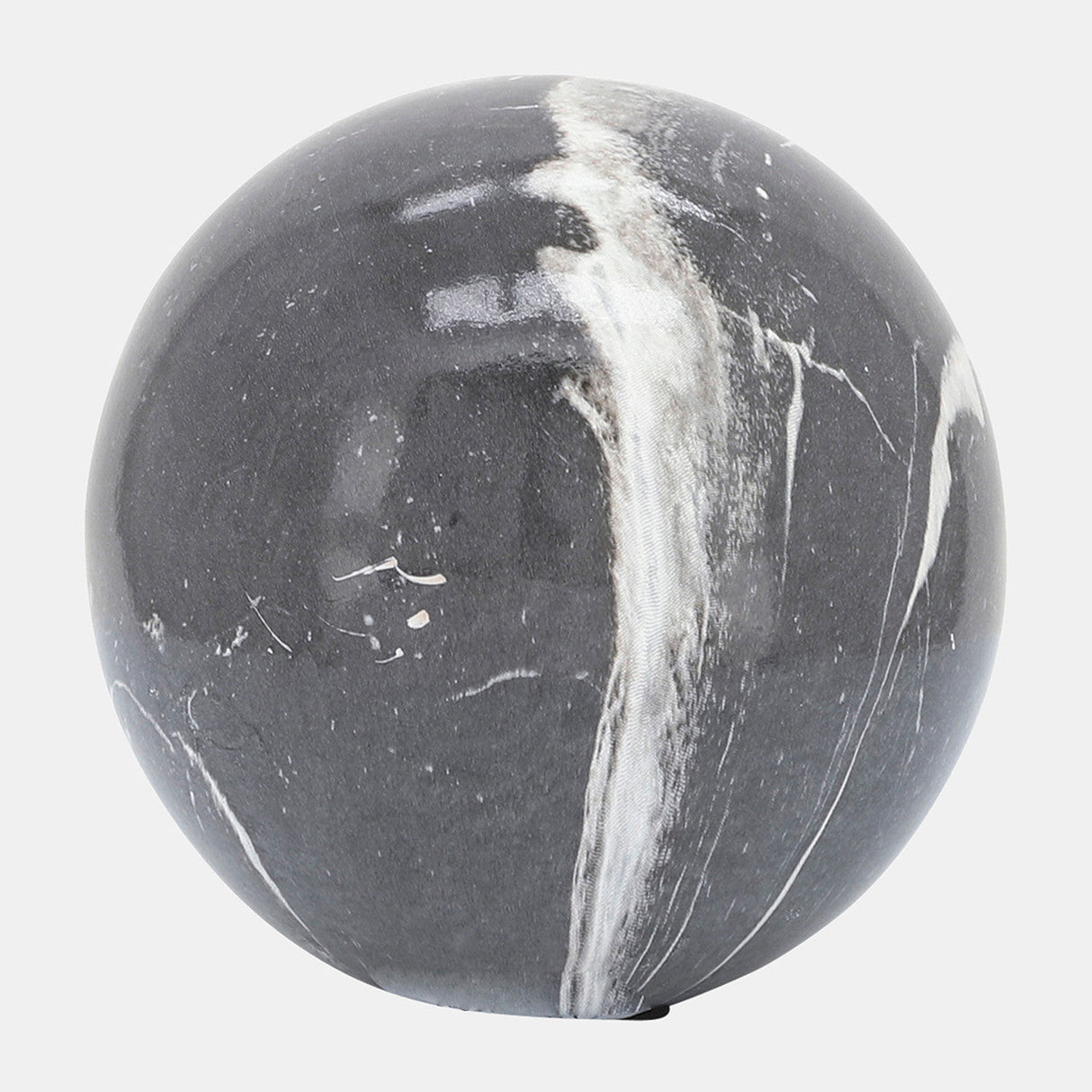 S/3 4/5/6" Marble Look Orbs, Black/wht