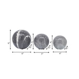 S/3 4/5/6" Marble Look Orbs, Black/wht