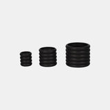 S/3 4/6/7" Stacked Rings Planters, Black