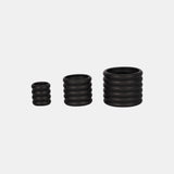 S/3 4/6/7" Stacked Rings Planters, Black