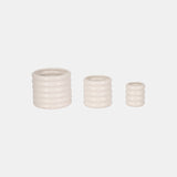 S/3 4/6/7" Stacked Rings Planters, White