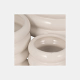 S/3 4/6/7" Stacked Rings Planters, White