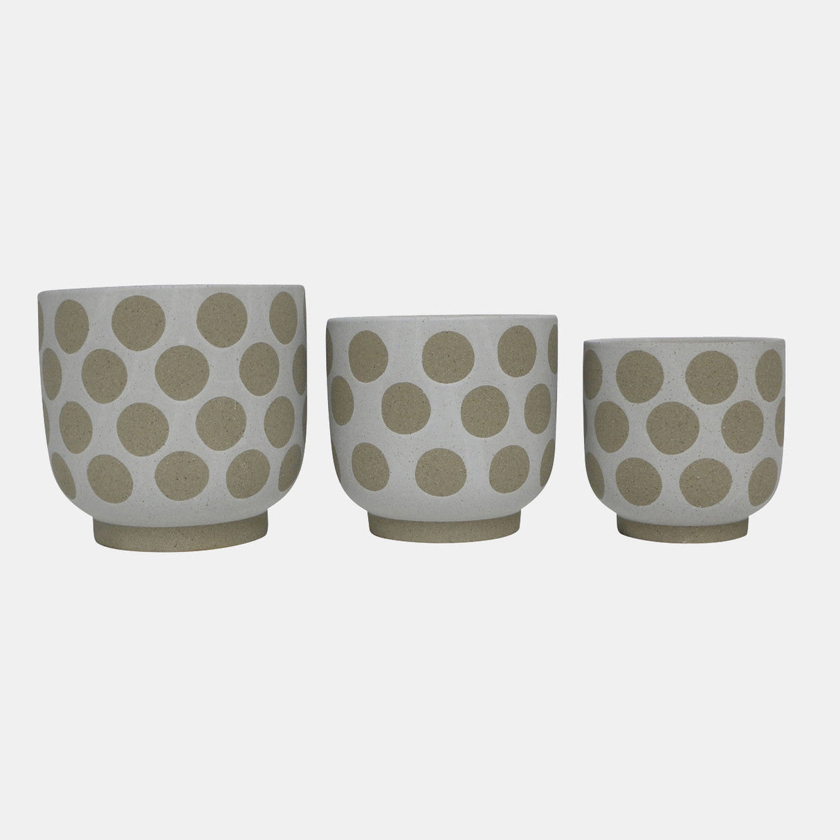 S/3 6/7/8" Large Exposed Dot Planters, Ivory/tan