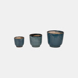 S/3 6/8/10" Reactive Finish Planters, Blue