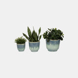 S/3 6/8/10" Reactive Finish Planters, Light Blue