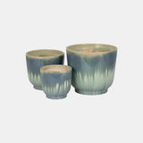 S/3 6/8/10" Reactive Finish Planters, Light Blue