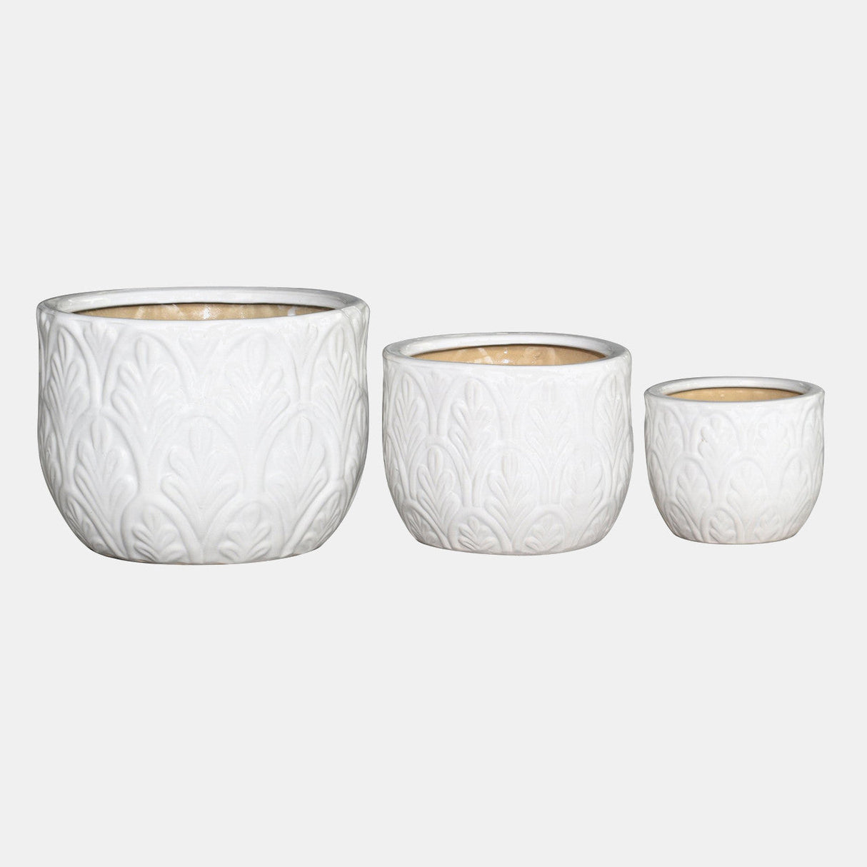 S/3 6/9/11" Fleur Planters, White