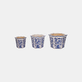 S/3 8/10/12" Chinoiserie Bird Planters, Blue/white