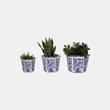 S/3 8/10/12" Chinoiserie Bird Planters, Blue/white