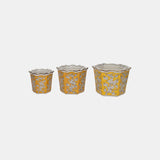 S/3 8/10/12" Chinoiserie Floral Planters, Yellow/w