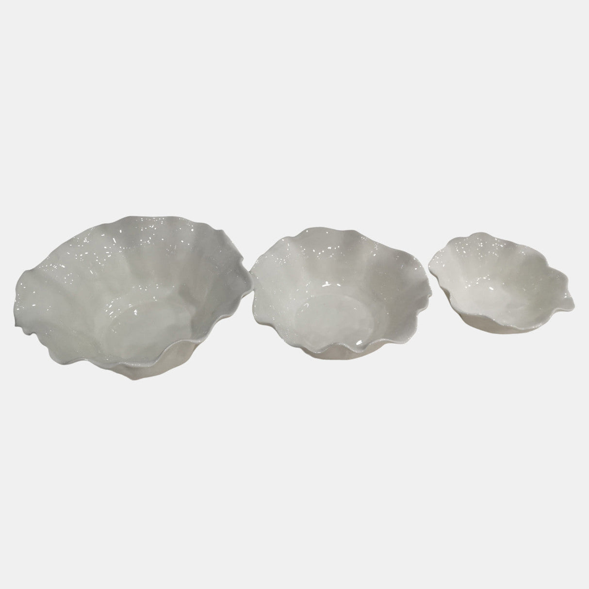 S/3 8/11/13" Petal Bowls, Ivory