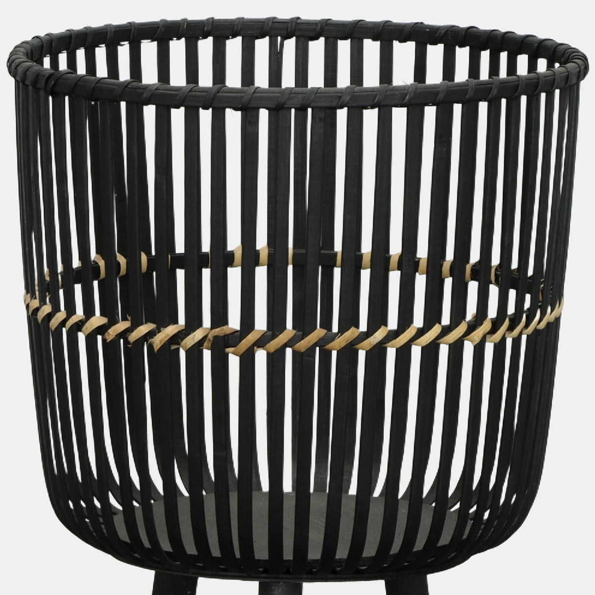 S/3 Bamboo Footed Planters 11/13/15", Black