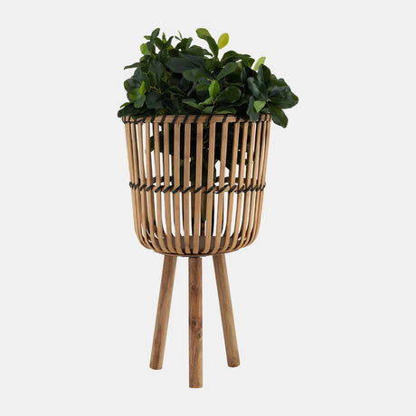 S/3 Bamboo Footed Planters 11/13/15", Natural