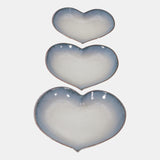 S/3 Ceramic 15 / 13 /12" Heartplates, Blue Fade