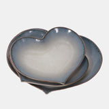 S/3 Ceramic 15 / 13 /12" Heartplates, Blue Fade