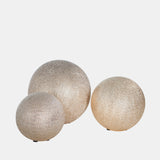 S/3 Ceramic 6/5/4" Orbs, Champagne