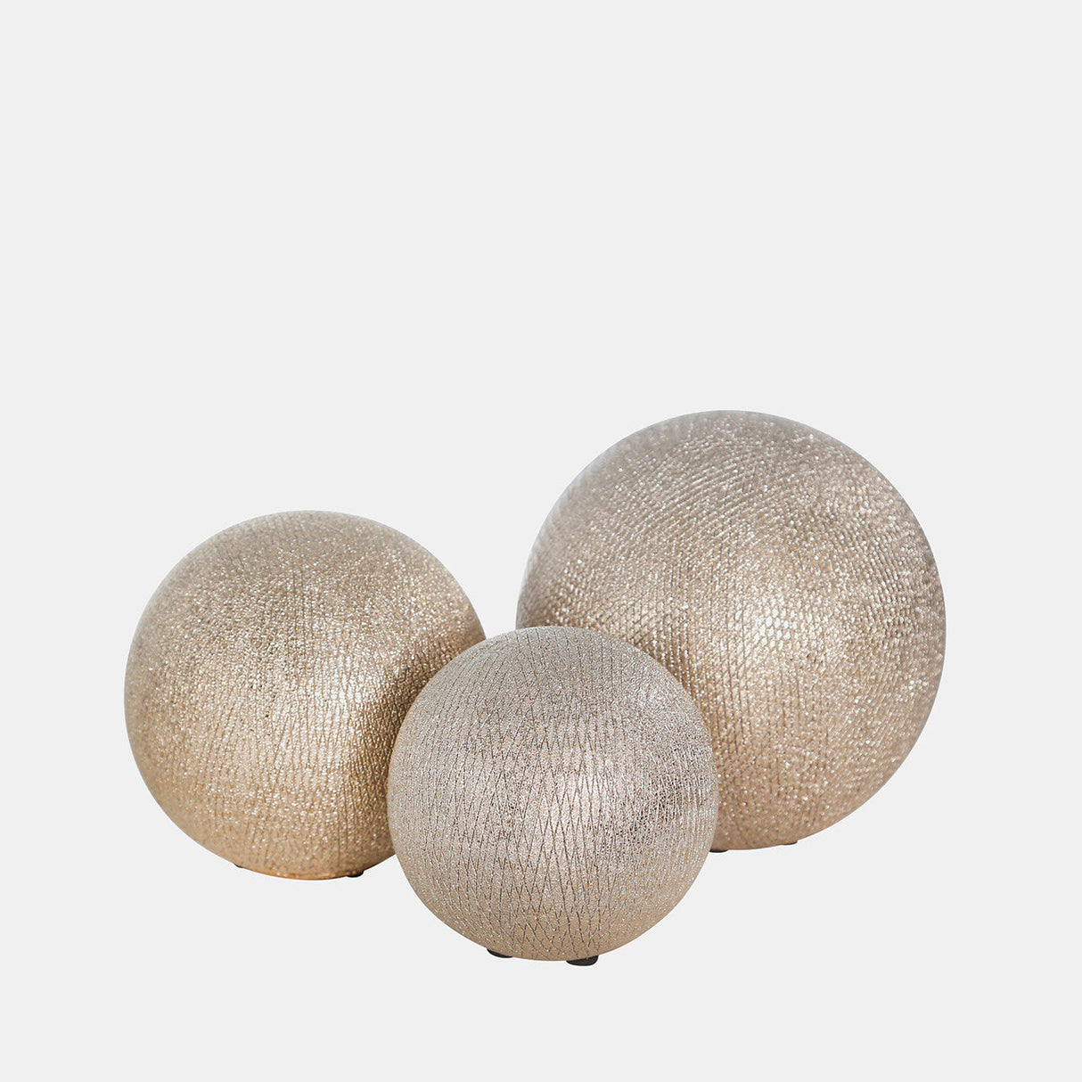 S/3 Ceramic 6/5/4" Orbs, Champagne