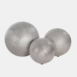 S/3 Ceramic 6/5/4" Orbs, Silver