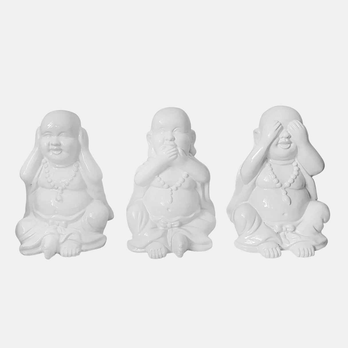 S/3 Hear No, Speak No, See No Buddhas, White