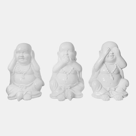 S/3 Hear No, Speak No, See No Buddhas, White