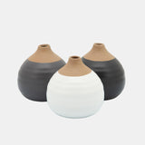 S/3 Matte Bud Vases, Black/gray/white