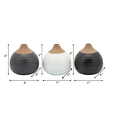 S/3 Matte Bud Vases, Black/gray/white