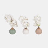S/3 Matte Bud Vases, Creme/drk Sage/cotton White