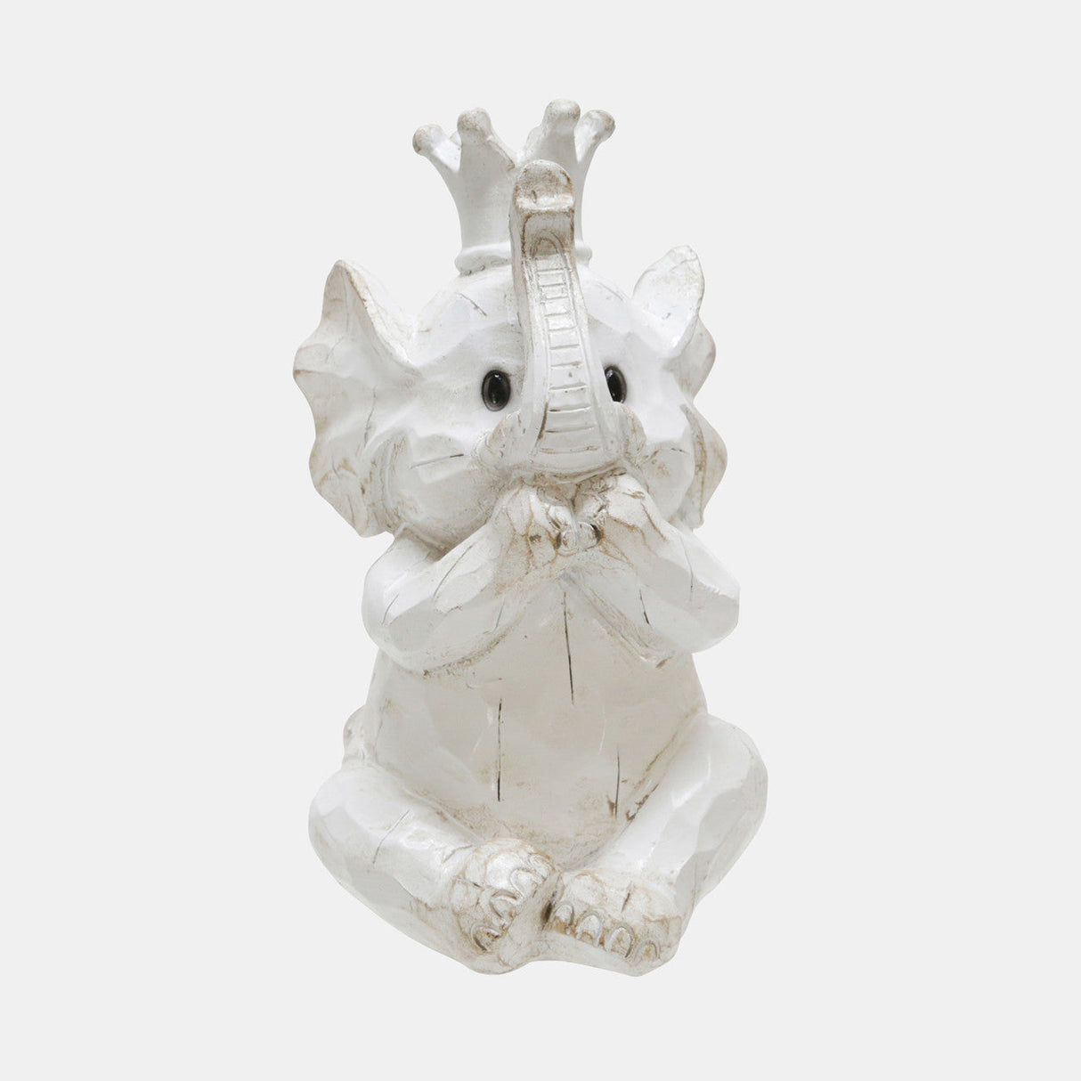 S/3 Resin Hear No,see No Speakno Elephants, White