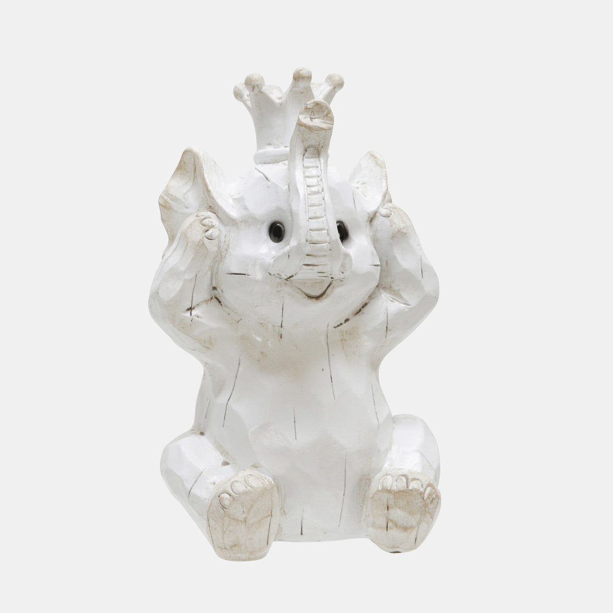 S/3 Resin Hear No,see No Speakno Elephants, White