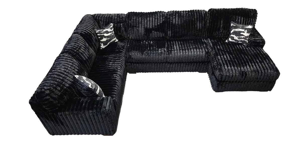 Austin Black 3-Piece Right Arm Facing (RAF) Sectional by New Era Innovations at Eve Furniture