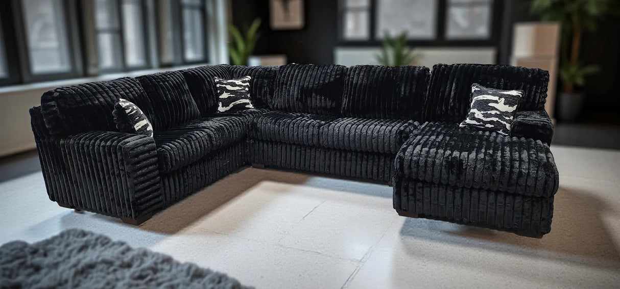 Austin Black 3-Piece Right Arm Facing (RAF) Sectional by New Era Innovations at Eve Furniture