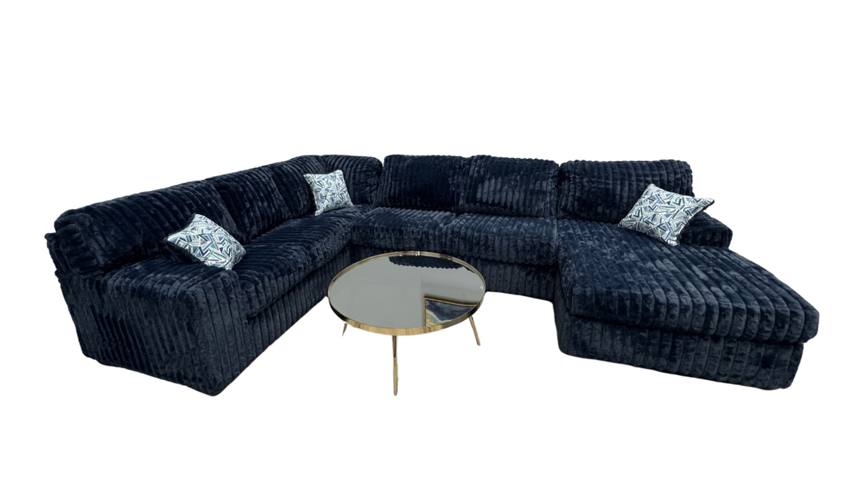 Austin Blue 3-Piece Right Arm Facing (RAF) Sectional by New Era Innovations at Eve Furniture