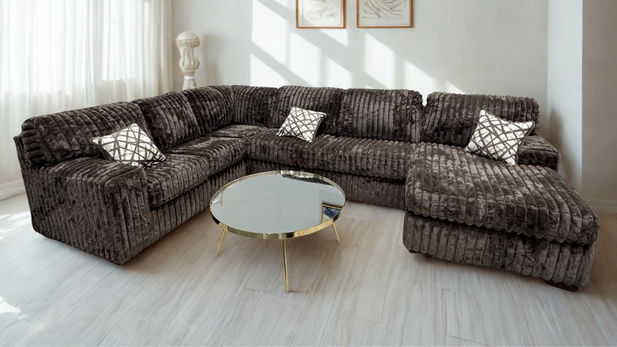 Austin Chocolate 3-Piece Right Arm Facing (RAF) Sectional by New Era Innovations at Eve Furniture