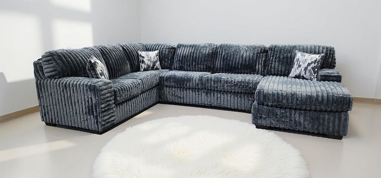 Austin Charcoal 3-Piece Right Arm Facing (RAF) Sectional by New Era Innovations at Eve Furniture