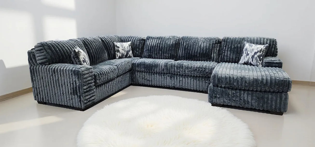 Austin Charcoal 3-Piece Right Arm Facing (RAF) Sectional by New Era Innovations at Eve Furniture