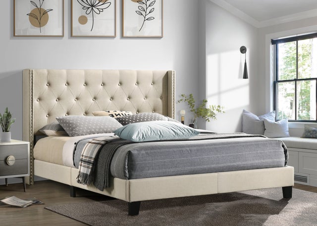 Katy King Platform Bed Beige