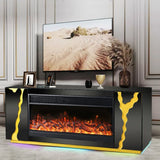 A804 BLACK TV STAND W/FIREPLACE