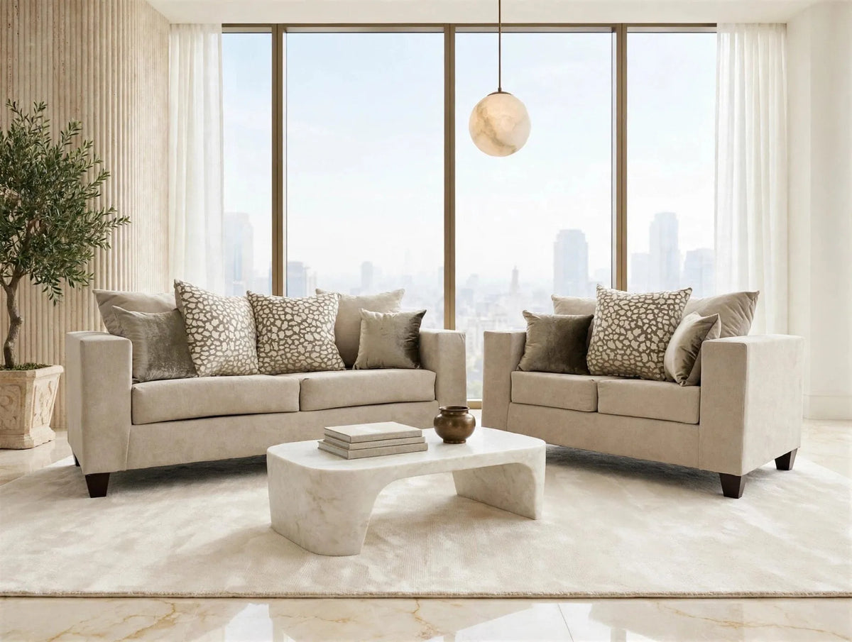 Monroe Hollywood Beige Sofa & Loveseat by Happy Homes at Eve Furniture