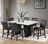 Stockholm PU Black 7-Piece Faux Marble Counter Height Set by Happy Homes at Eve Furniture