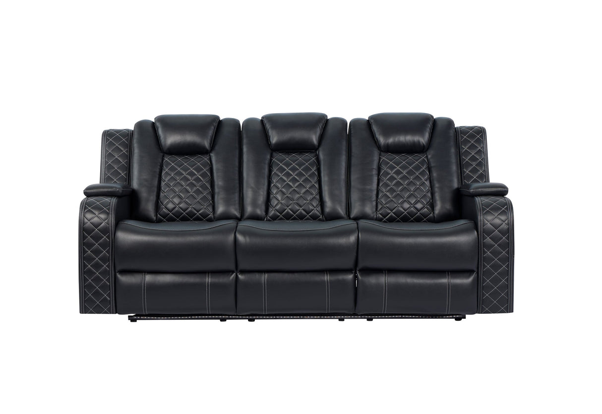Black Leather Power Reclining Sofa