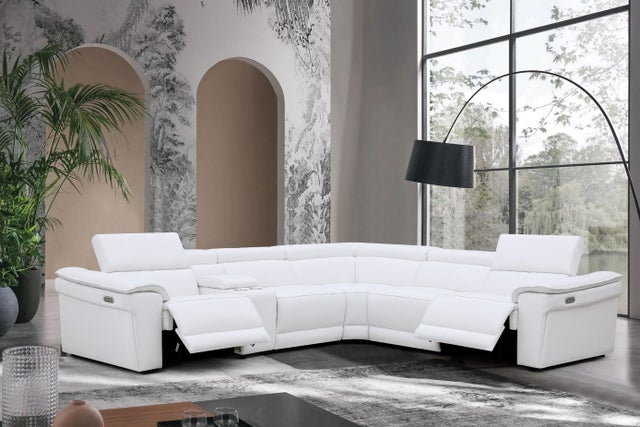 NEWYORK WHITE - LEATHER Power Reclining Sectional