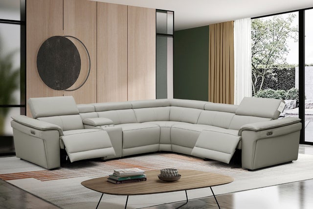 NEWYORK GRAY - LEATHER Power Reclining Sectional