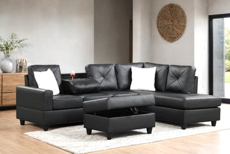 Rocket PU Black Reversible Sectional by Happy Homes at Eve Furniture